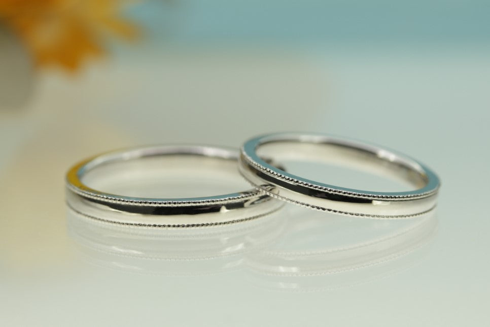 両サイドミル　結婚指輪　素材、表面加工自由に選んで　２本合計１０万８千円～